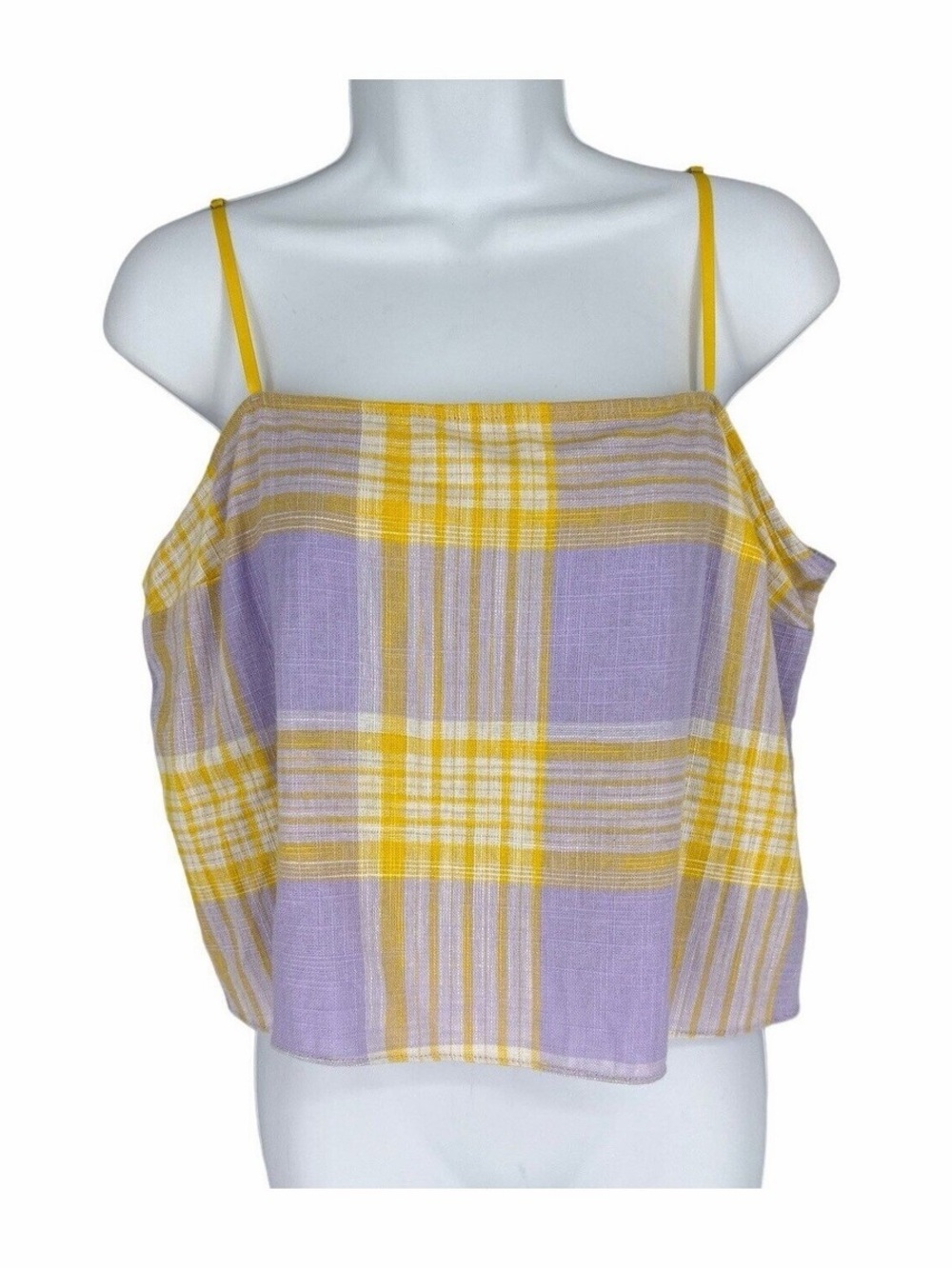 Urban Outfitters Lavender and Yellow Plaid Crop Tank Top